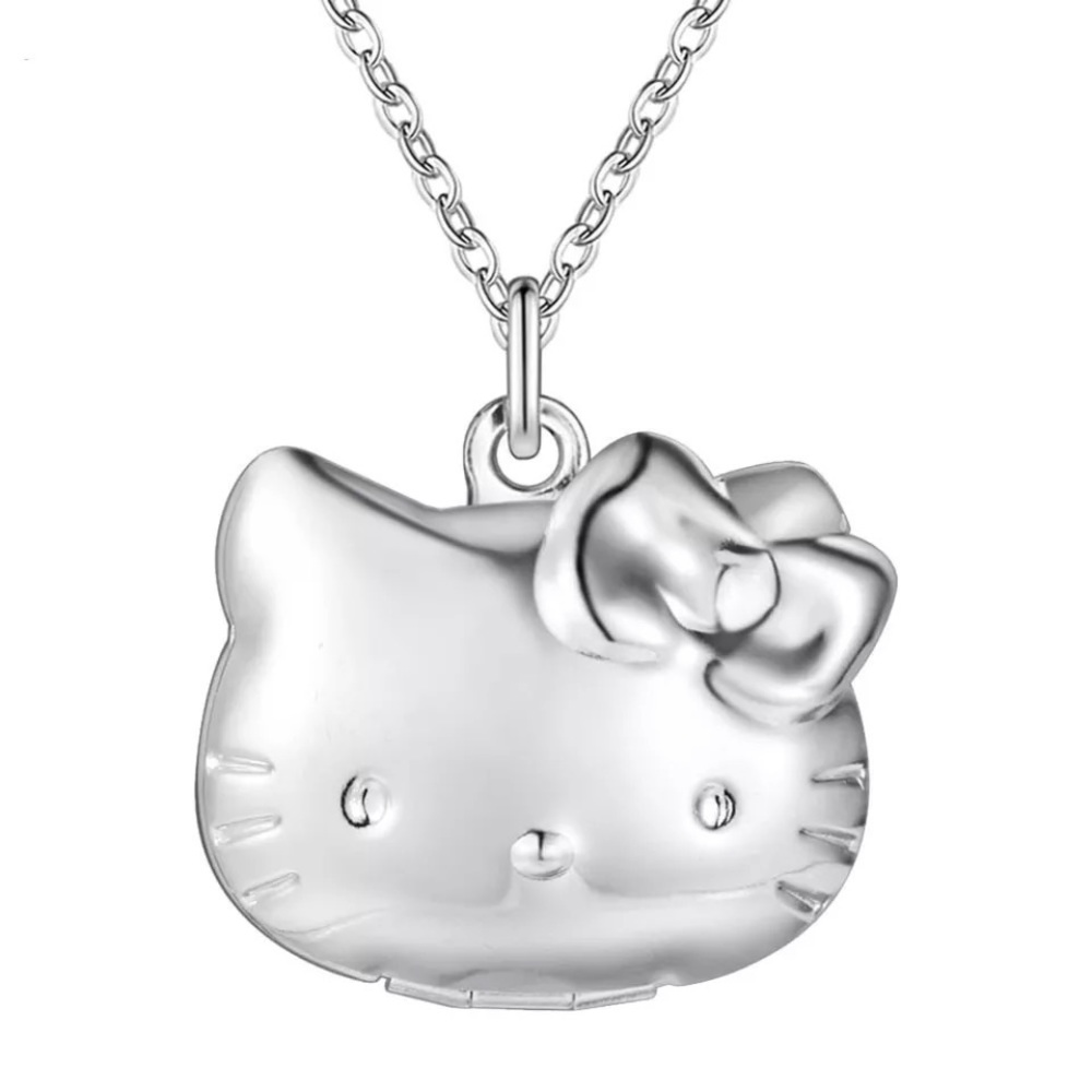 Silver Hello kitty locket charm necklace.NWT